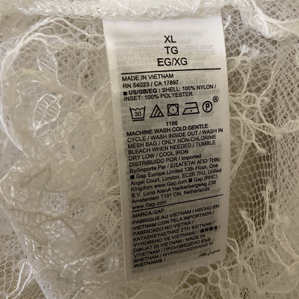 NWT GAP Classic Sheer Lace Shirt Cream Mesh Floral Gothic Romantic XL - Picture 8 of 8
